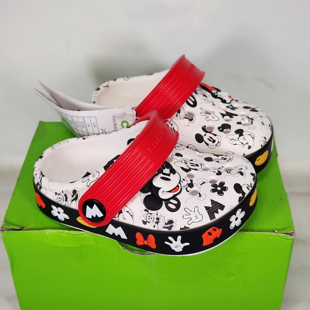 Crocs Off Court Clog Kids Size 4 TODDLER Red Disney Mickey Minnie Mouse Shoes